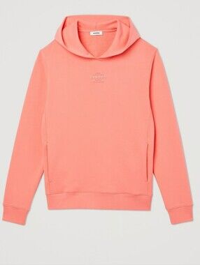 Sandro Boutique Hoodie Sweatshirt With Rubber Logo Size XLarge In Coral NWT